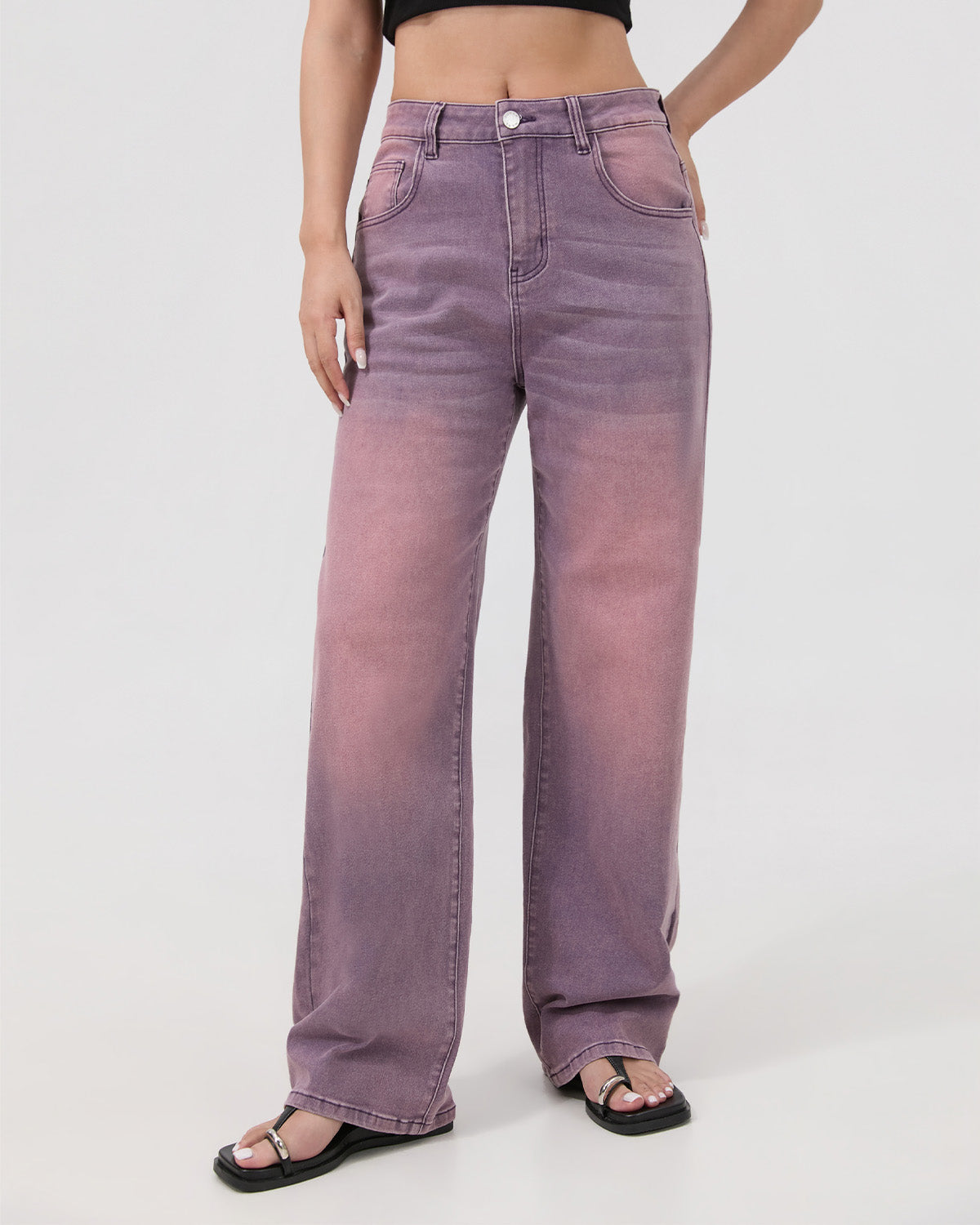 Afterlight Wide Straight Leg Jeans - Purple
