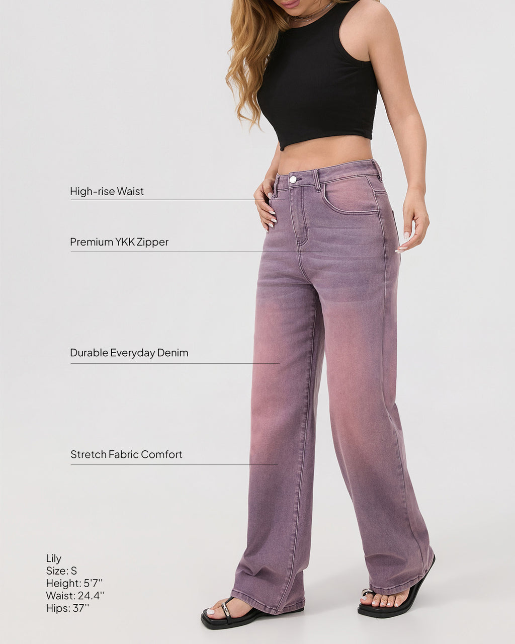 Afterlight Wide Straight Leg Jeans - Purple