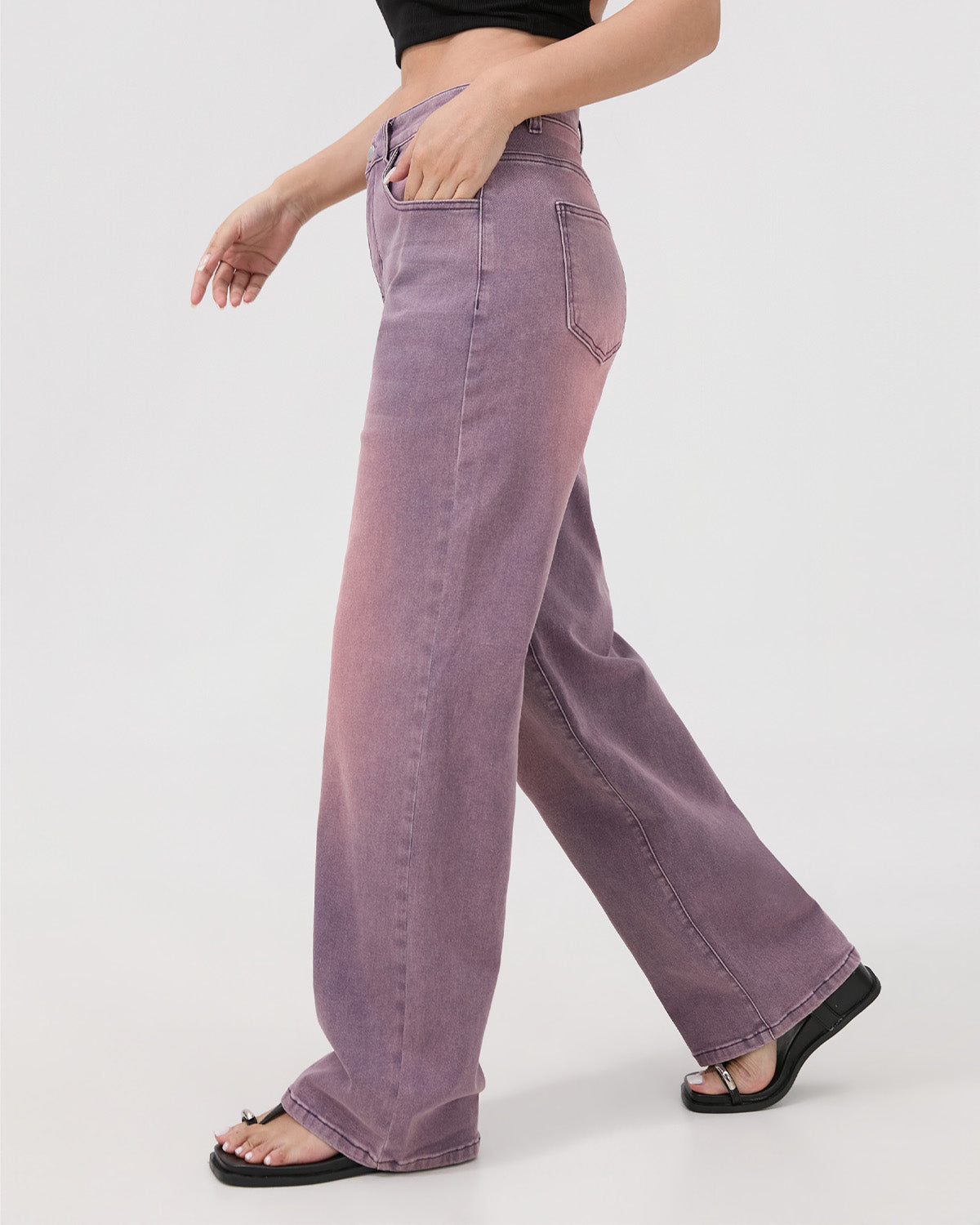 Afterlight Wide Straight Leg Jeans - Purple