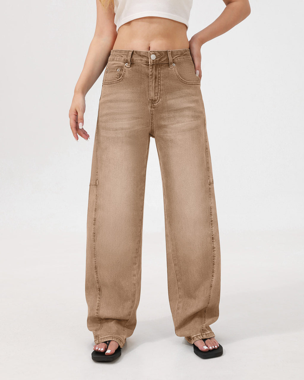 Arc Curved Barrel Jeans - Brown