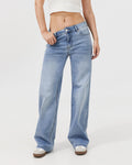 Dusk Mid Low Rise Straight Leg Jeans - Light Blue