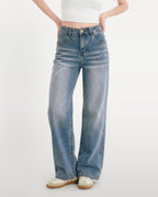 Afterlight Wide Straight Leg Jeans - Retro Blue