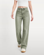 Afterlight Wide Straight Leg Jeans - Green