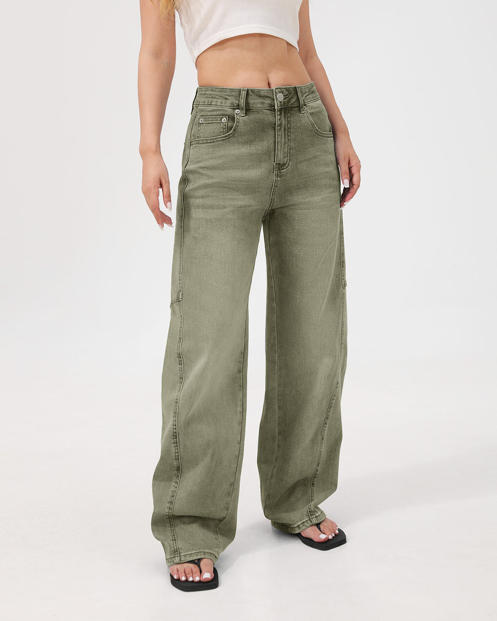Arc Curved Barrel Jeans - Green