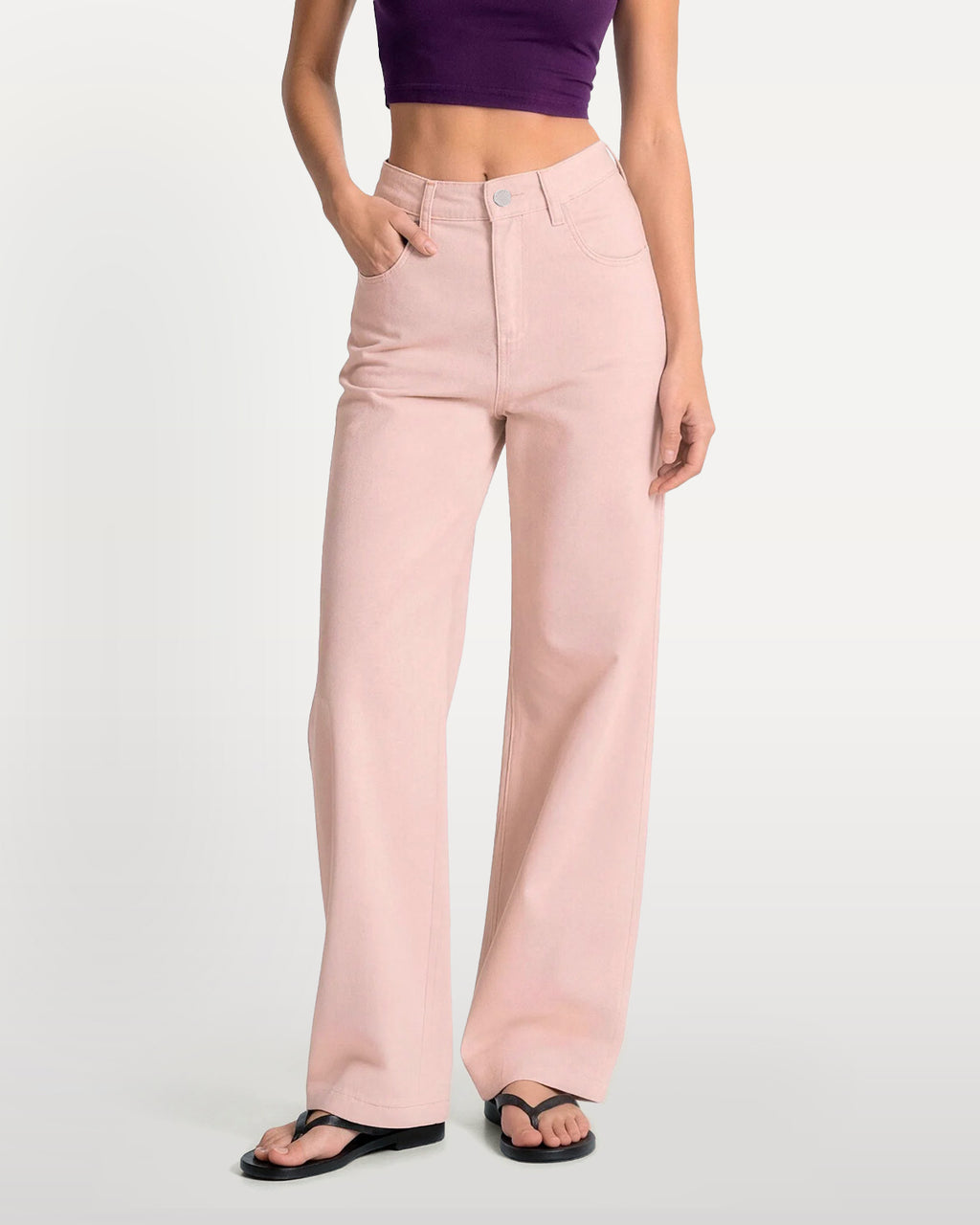 Afterlight Wide Straight Leg Jeans - Pink