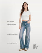 Afterlight Wide Straight Leg Jeans - Retro Blue