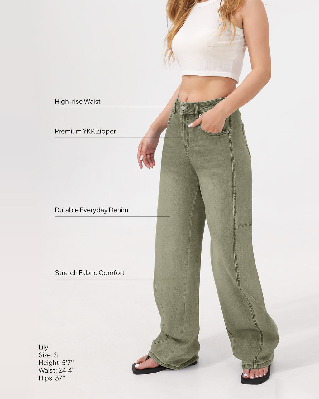 Arc Curved Barrel Jeans - Green