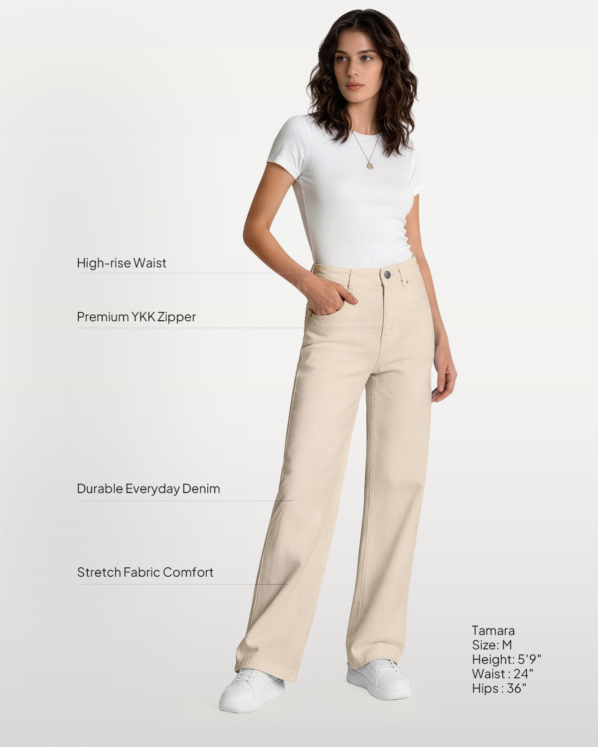 Afterlight Wide Straight Leg Jeans - Beige
