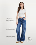 Afterlight Wide Straight Leg Jeans - Dark Blue