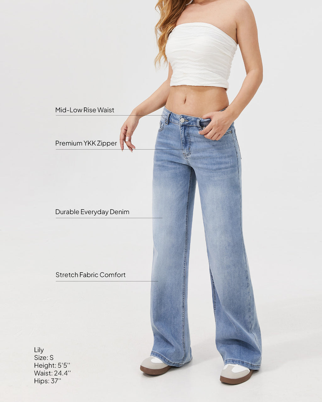 Dusk Mid Low Rise Straight Leg Jeans - Light Blue