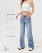 Dusk Mid Low Rise Straight Leg Jeans - Light Blue