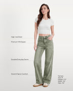Afterlight Wide Straight Leg Jeans - Green