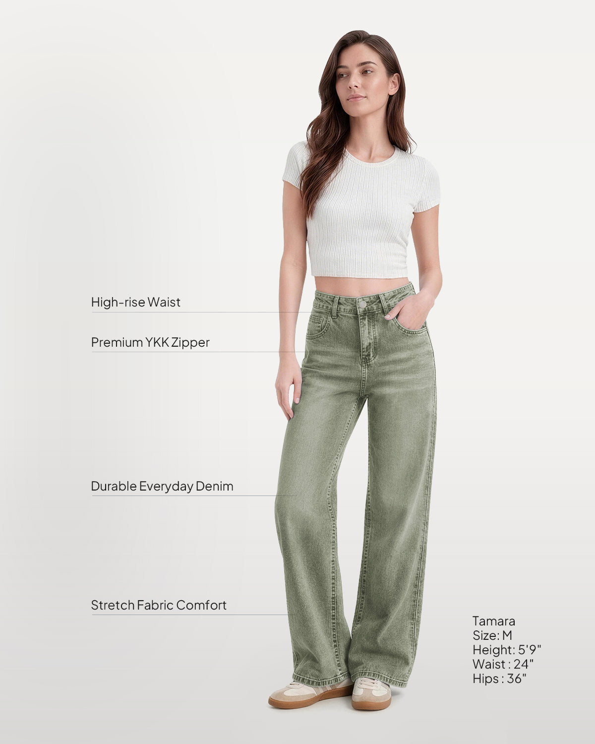 Afterlight Wide Straight Leg Jeans - Green