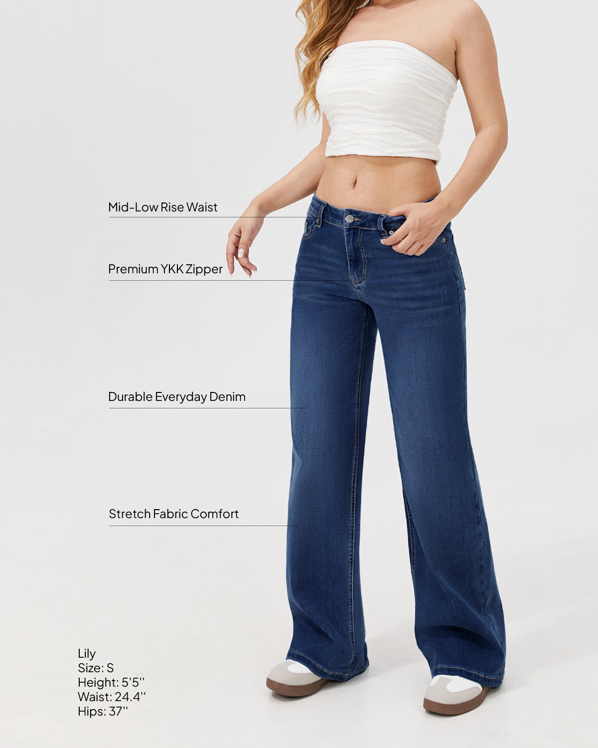 Dusk Mid Low Rise Baggy Jeans - Dark Blue