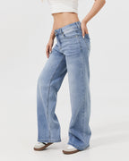 Dusk Mid Low Rise Straight Leg Jeans - Light Blue