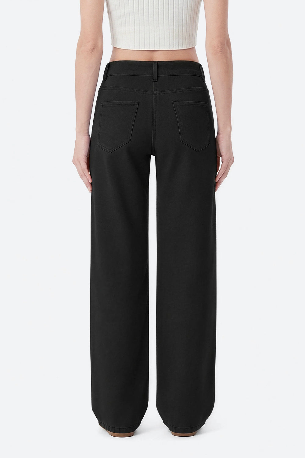 Nova Rhinestone Wide Straight Jeans – Black