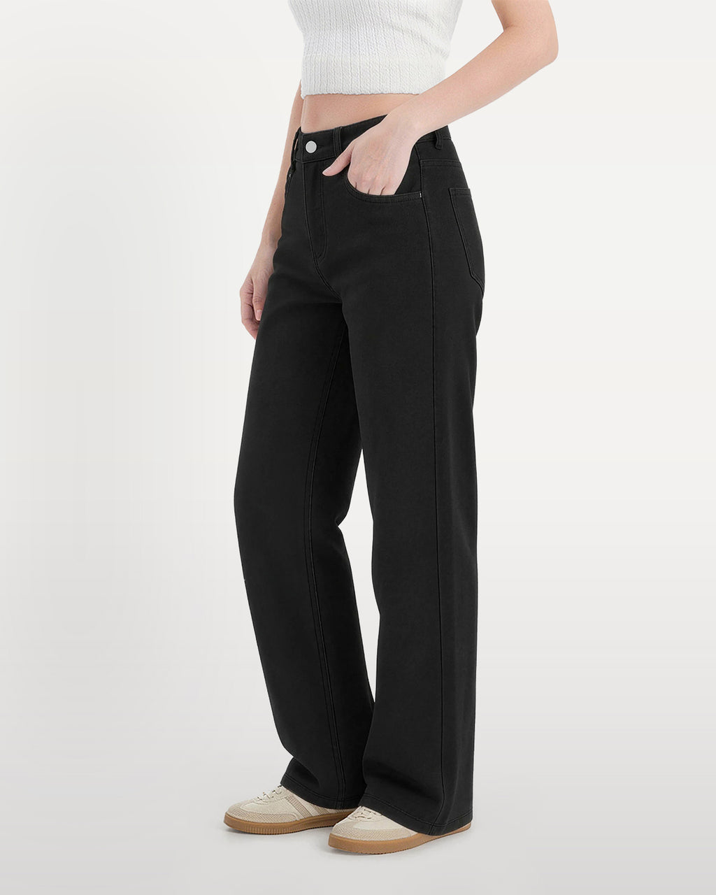 Afterlight Wide Straight Leg Jeans - Black