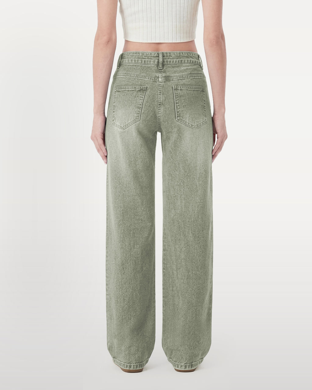 Afterlight Wide Straight Leg Jeans - Green