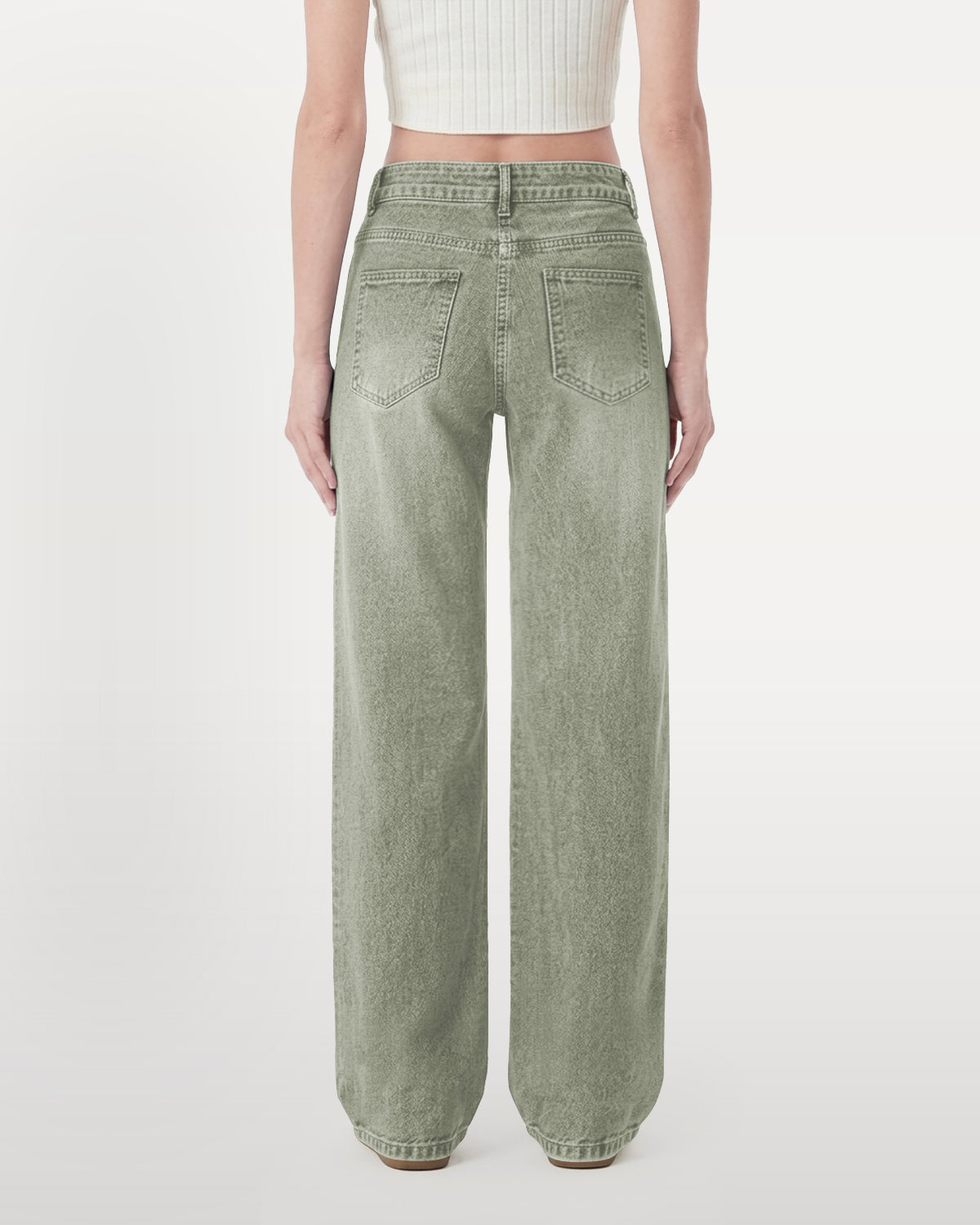 Afterlight Wide Straight Leg Jeans - Green