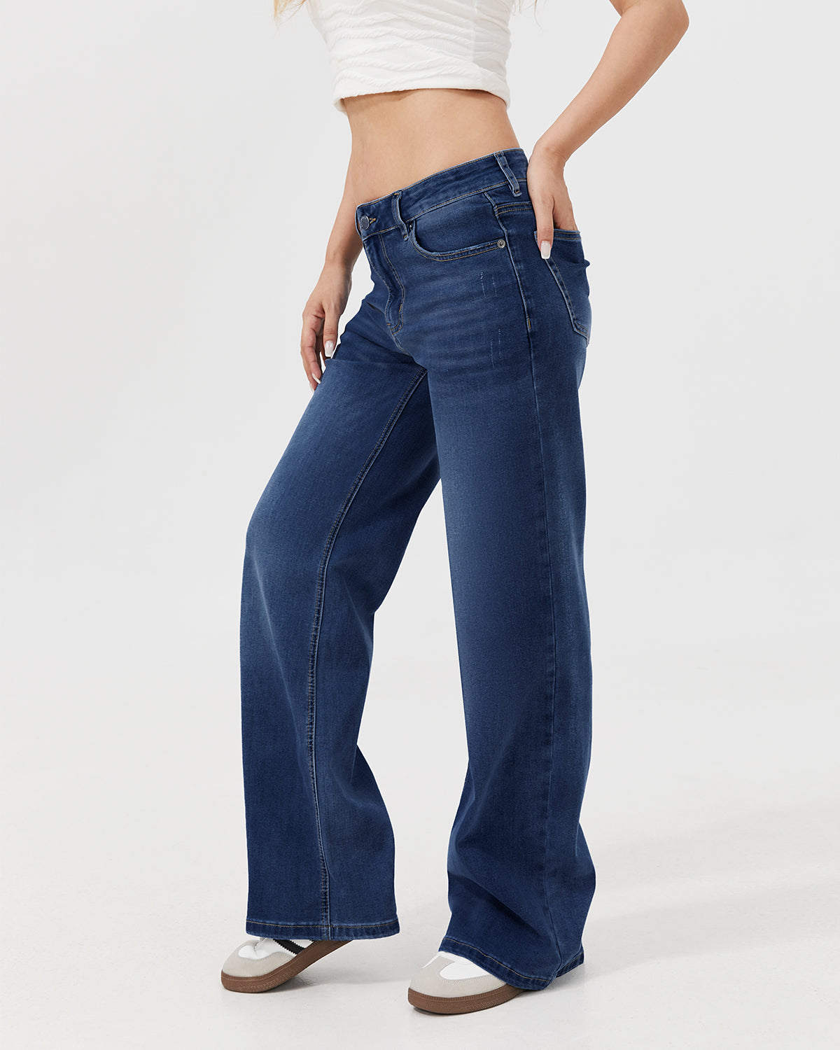 Dusk Mid Low Rise Baggy Jeans - Dark Blue