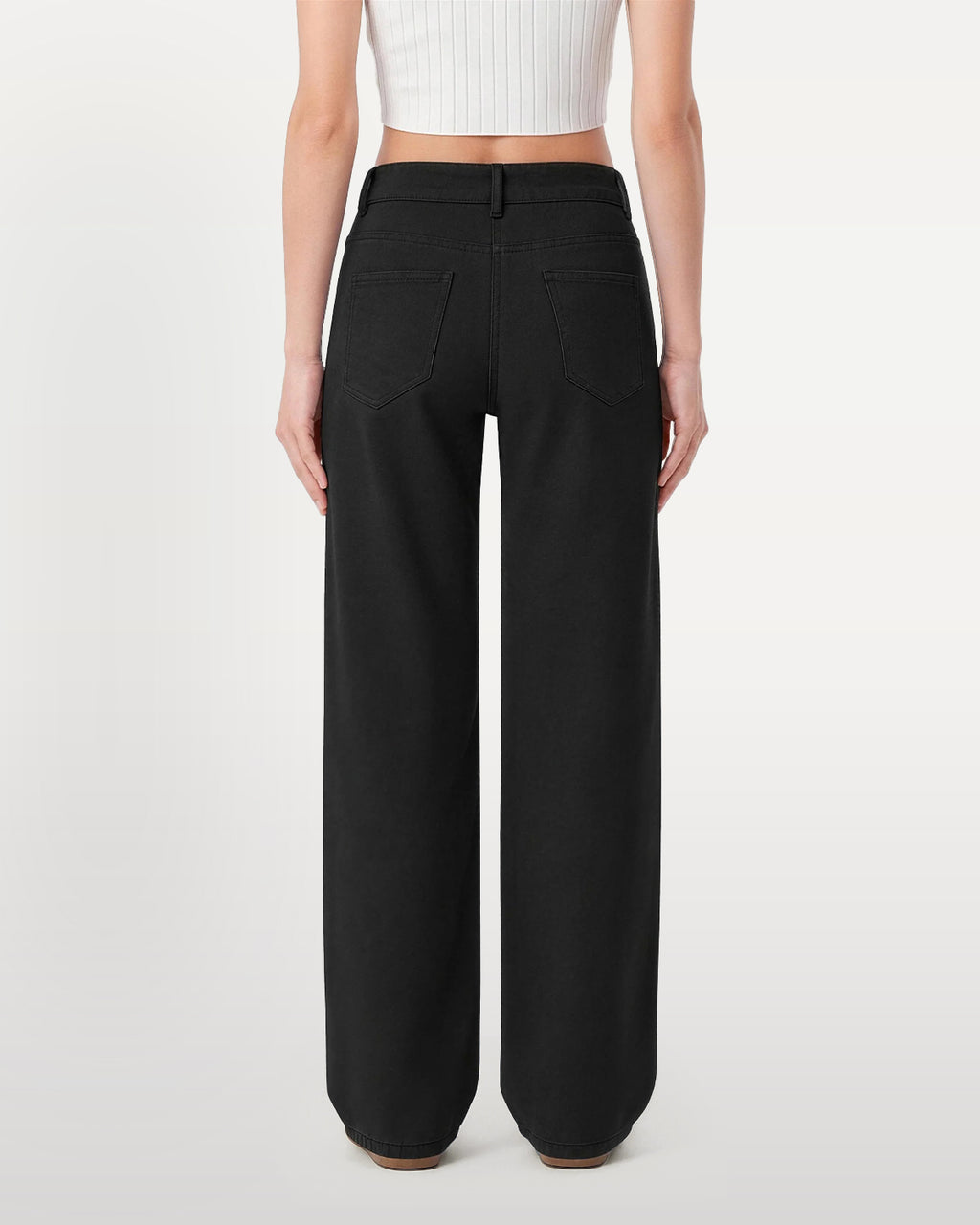 Nova Rhinestone Wide Straight Jeans – Black