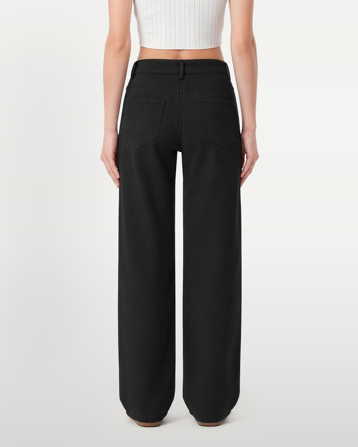 Nova Rhinestone Wide Straight Jeans – Black