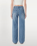 Nova Rhinestone Wide Straight Jeans – Light Blue