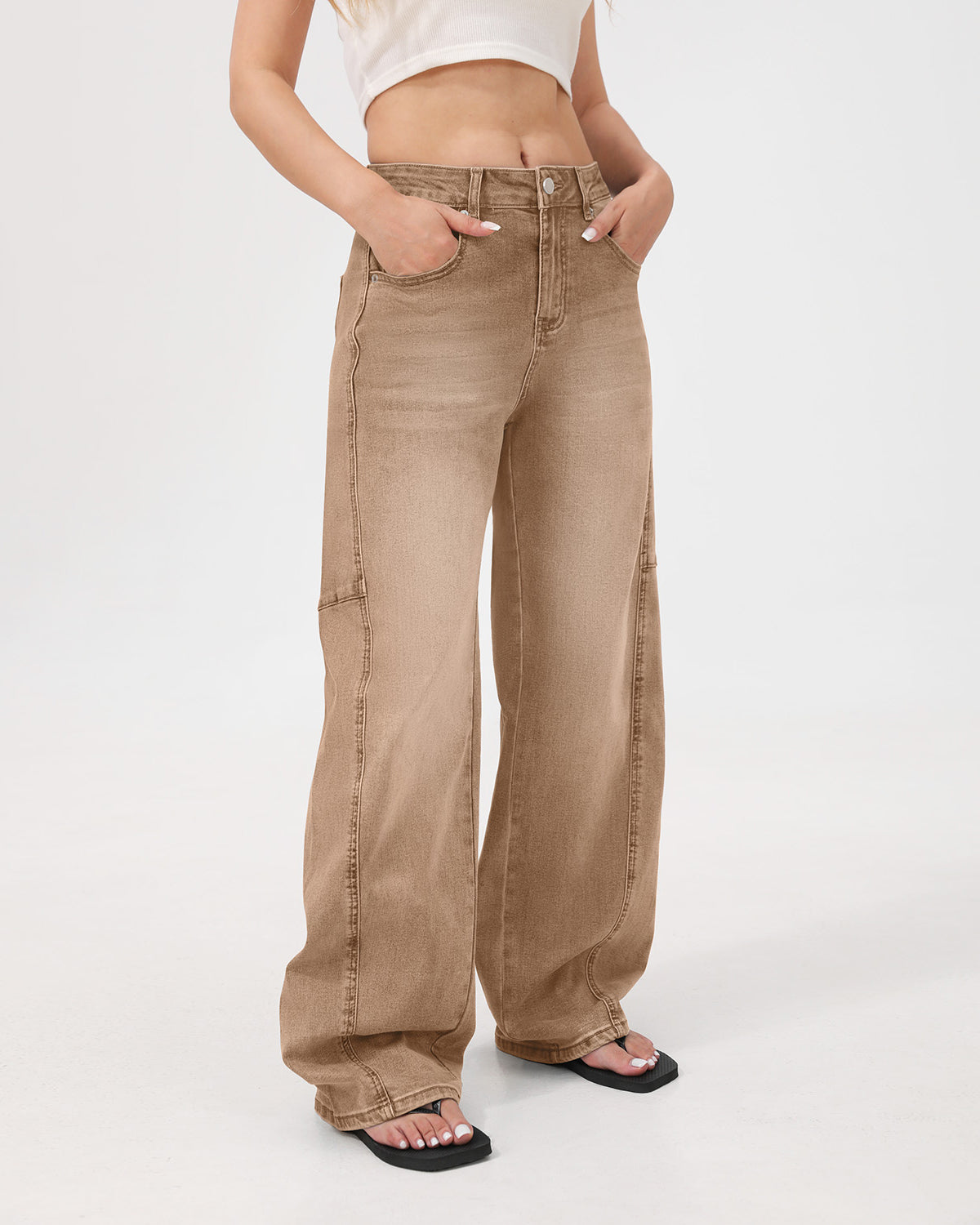 Arc Curved Barrel Jeans - Brown