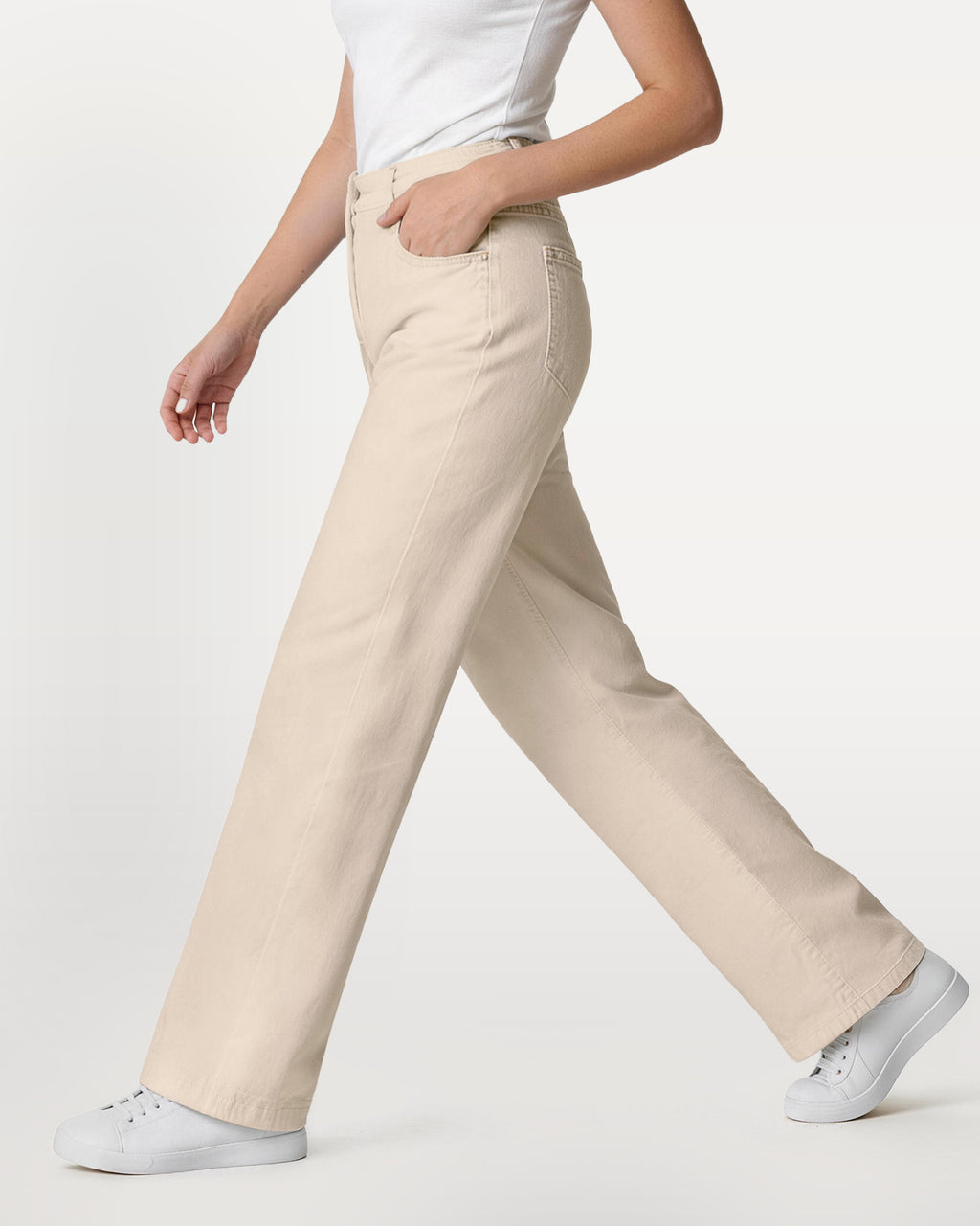 Afterlight Wide Straight Leg Jeans - Beige