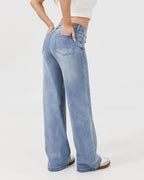 Dusk Mid Low Rise Straight Leg Jeans - Light Blue