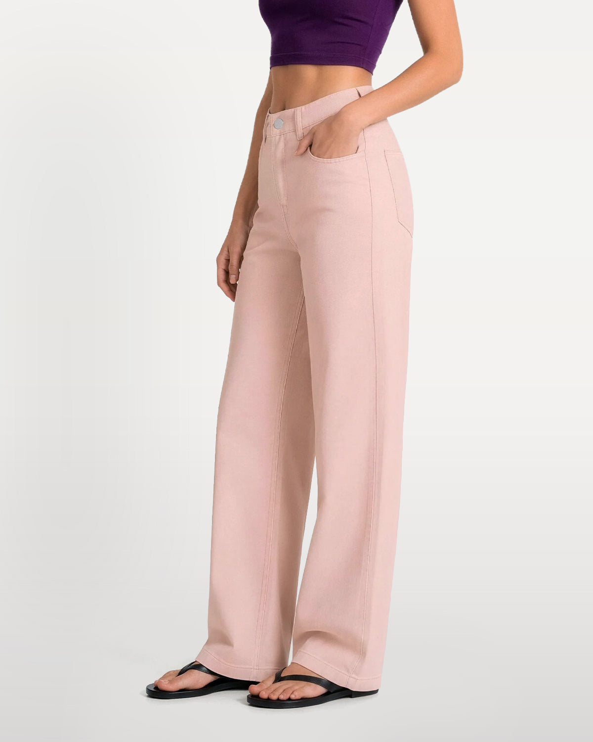 Afterlight Wide Straight Leg Jeans - Pink