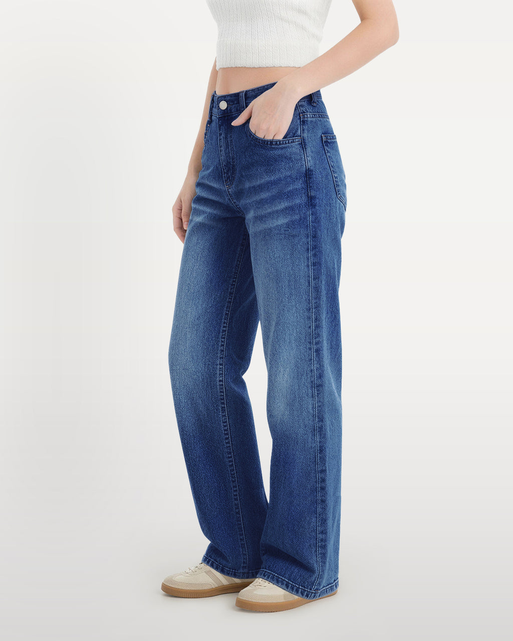 Afterlight Wide Straight Leg Jeans - Dark Blue
