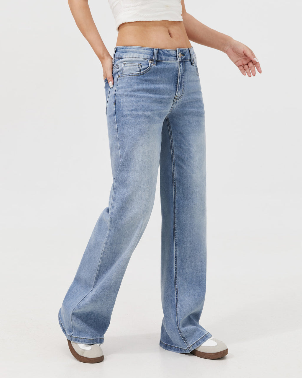 Dusk Mid Low Rise Straight Leg Jeans - Light Blue