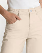Afterlight Wide Straight Leg Jeans - Beige