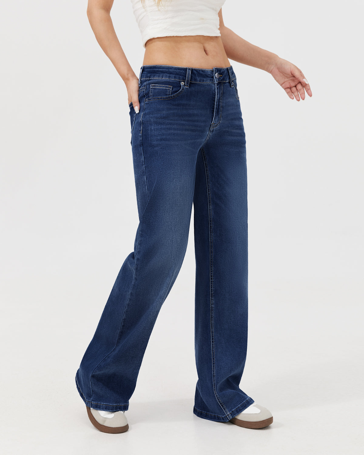 Dusk Mid Low Rise Baggy Jeans - Dark Blue