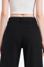 Nova Rhinestone Wide Straight Jeans – Black