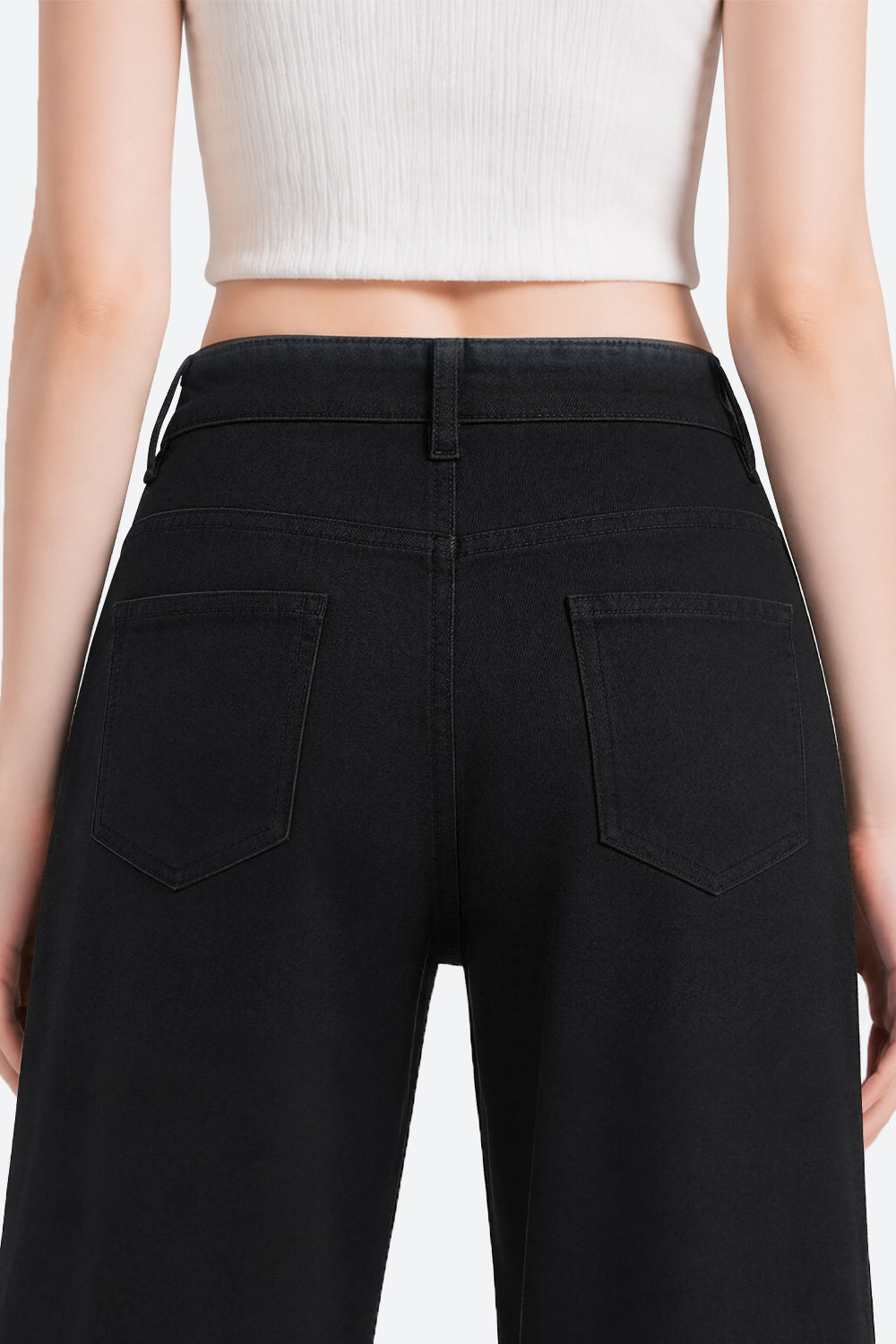Nova Rhinestone Wide Straight Jeans – Black