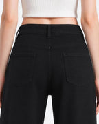 Nova Rhinestone Wide Straight Jeans – Black