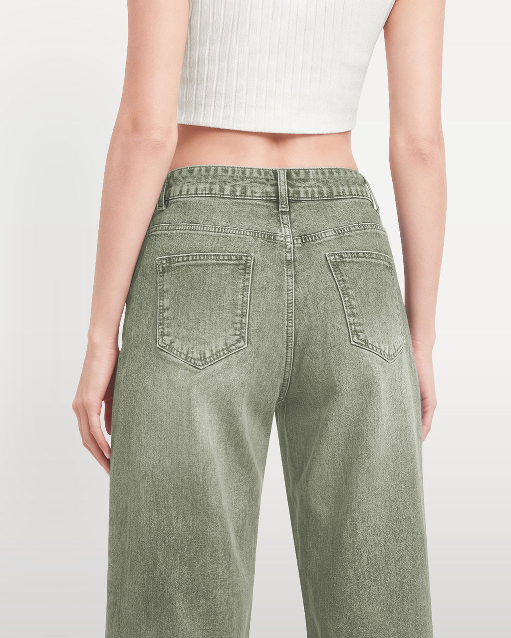 Afterlight Wide Straight Leg Jeans - Green