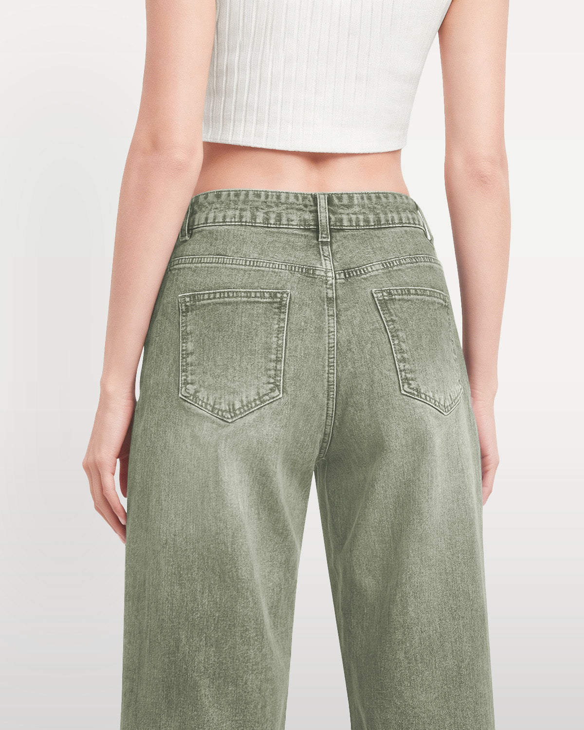 Afterlight Wide Straight Leg Jeans - Green