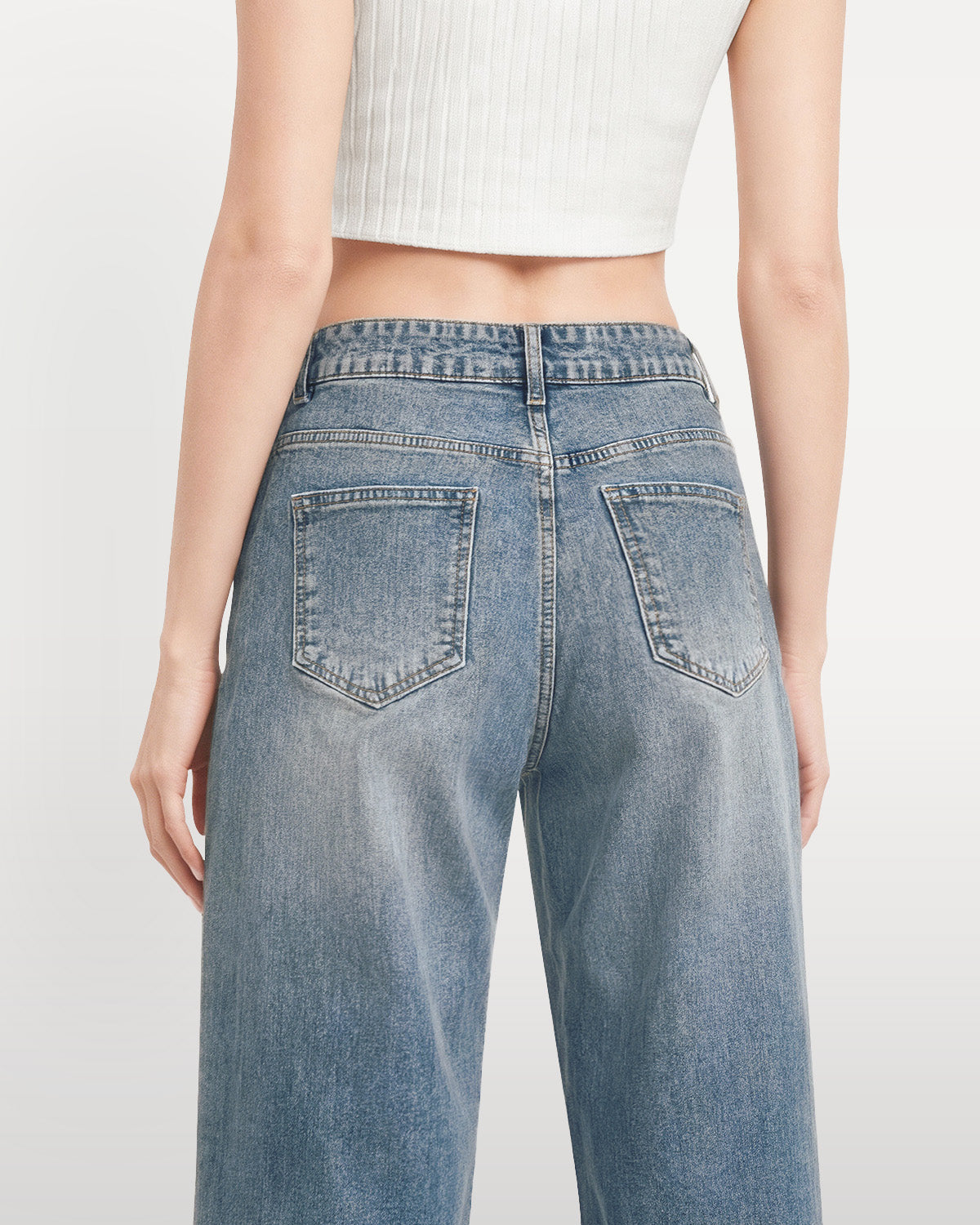 Afterlight Wide Straight Leg Jeans - Retro Blue