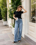 Afterlight Wide Straight Leg Jeans - Light Blue