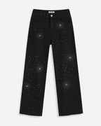 Nova Rhinestone Wide Straight Jeans – Black