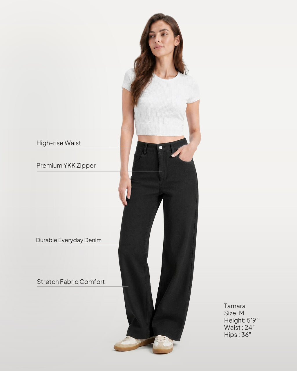 Afterlight Wide Straight Leg Jeans - Black