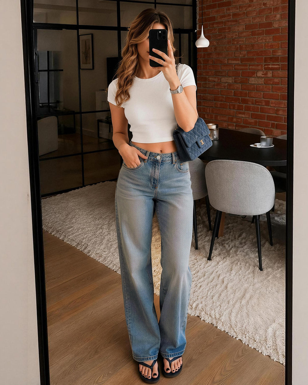Afterlight Wide Straight Leg Jeans - Retro Blue