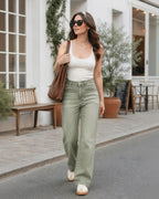 Afterlight Wide Straight Leg Jeans - Green