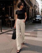 Afterlight Wide Straight Leg Jeans - Beige