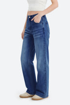 Mars Power Afterlight Wide Straight Leg Jeans - Dark Blue