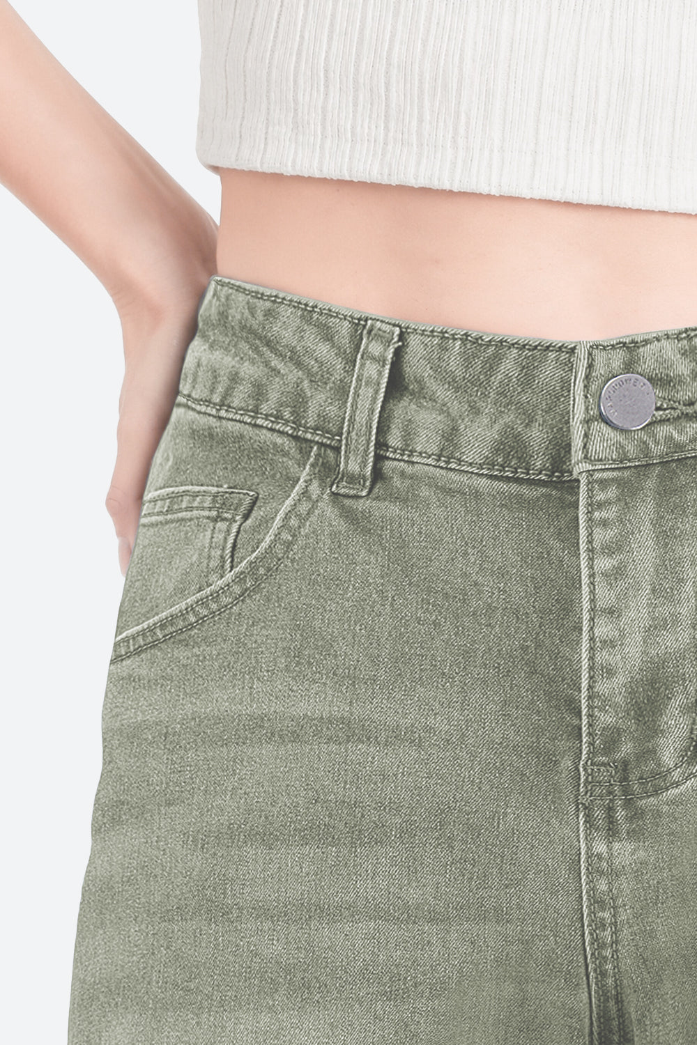 Mars Power Afterlight Wide Straight Leg Jeans - Green