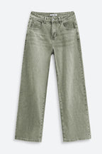 Mars Power Afterlight Wide Straight Leg Jeans - Green